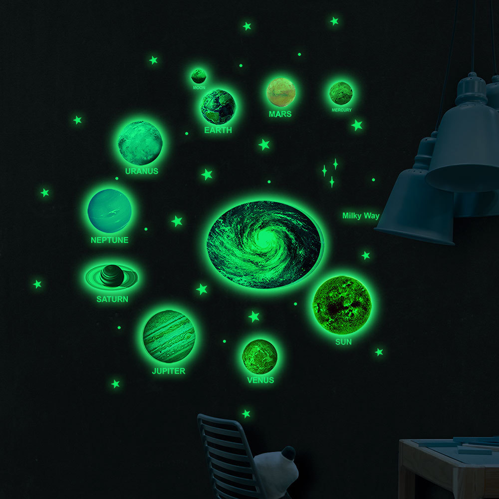 lvfan foreign trade selling moon planets luminous stars starry night wall stickers