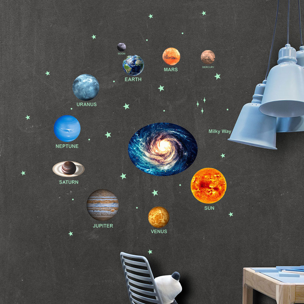 lvfan foreign trade selling moon planets luminous stars starry night wall stickers