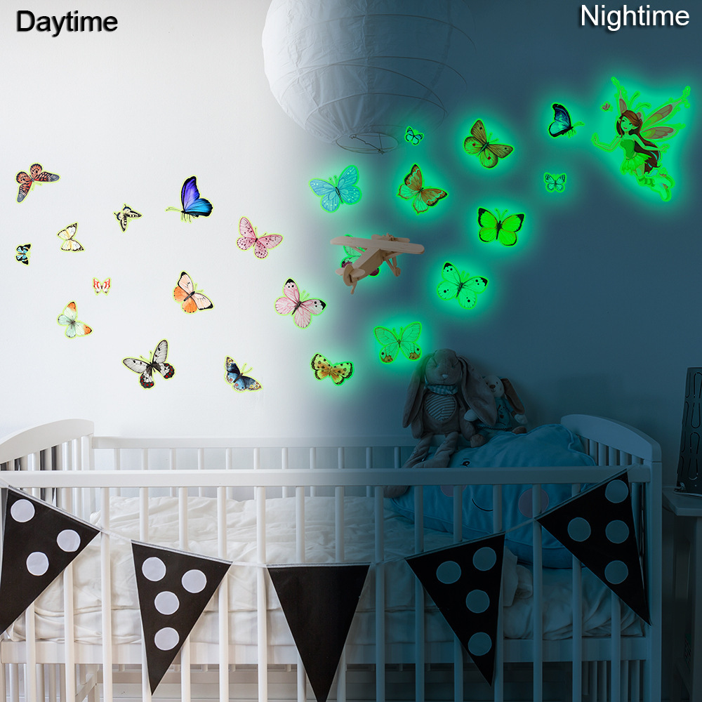 lvfan YGP012 glow-in-the-dark color Flower Fairy Fluorescent sticker children's room cartoon self-adhesive Lumin