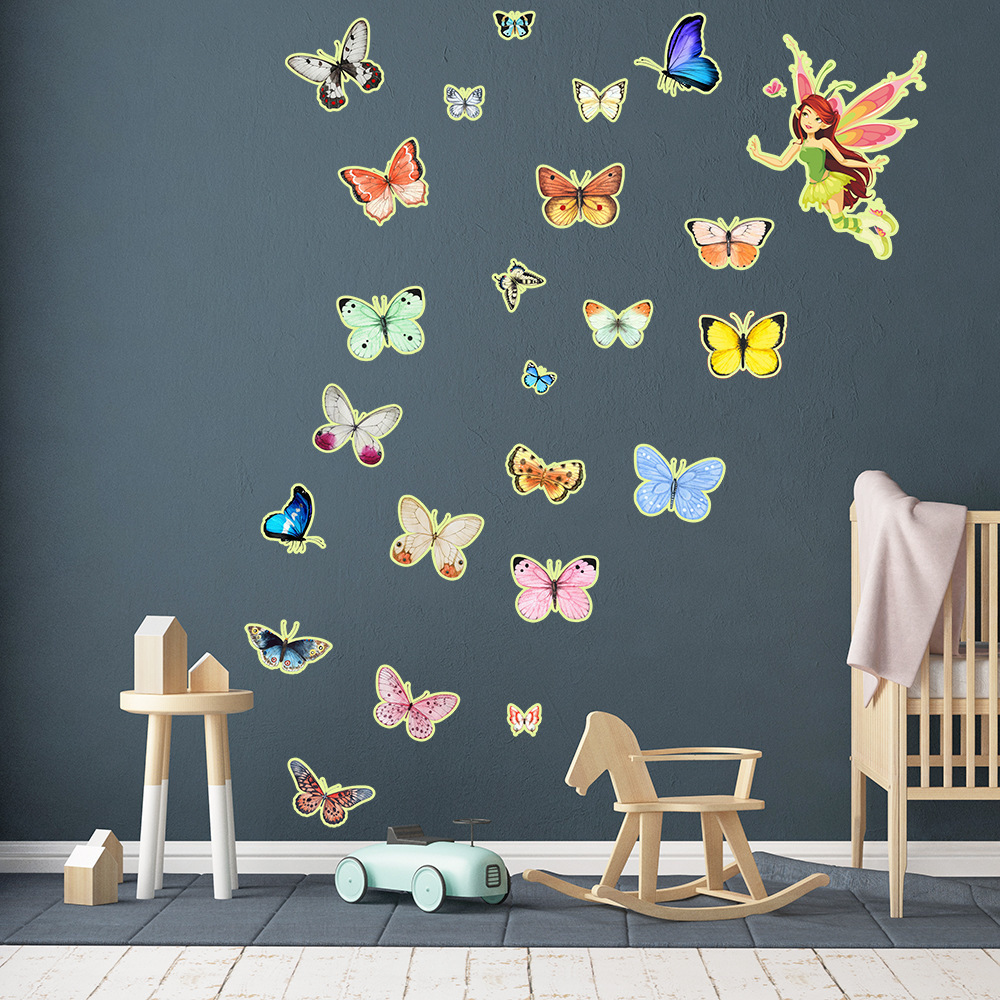 lvfan YGP012 glow-in-the-dark color Flower Fairy Fluorescent sticker children's room cartoon self-adhesive Lumin