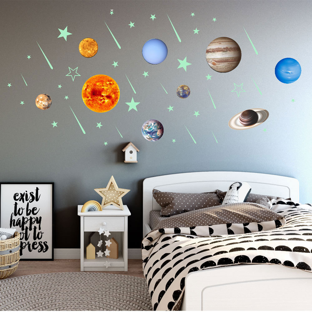 lvfan Moon Box nine planets Solar System stars meteor combination luminous glow-in-the-dark decorative wall stickers