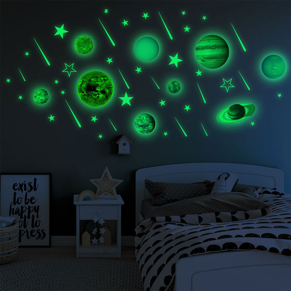 lvfan Moon Box nine planets Solar System stars meteor combination luminous glow-in-the-dark decorative wall stickers