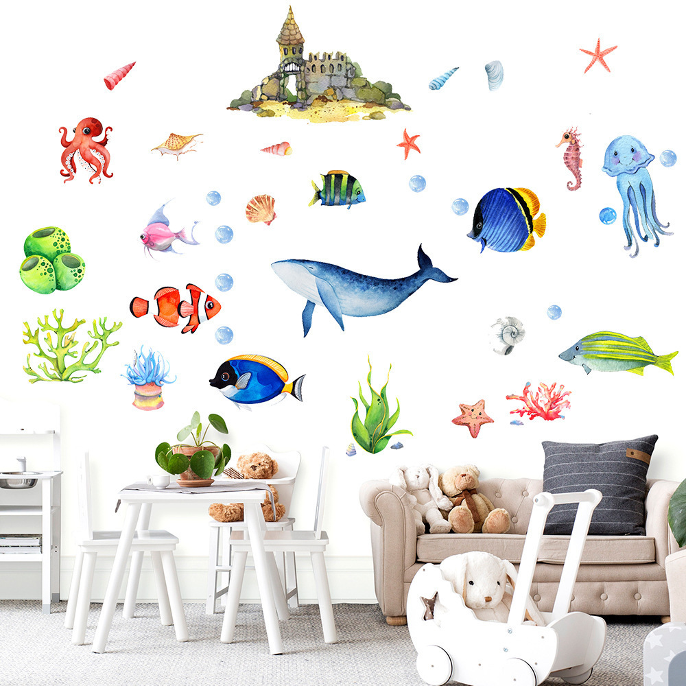 lvfan YGP005 Luminous Underwater World Ocean fish shark cartoon wall with fluorescent stickers children's room decoration sticke