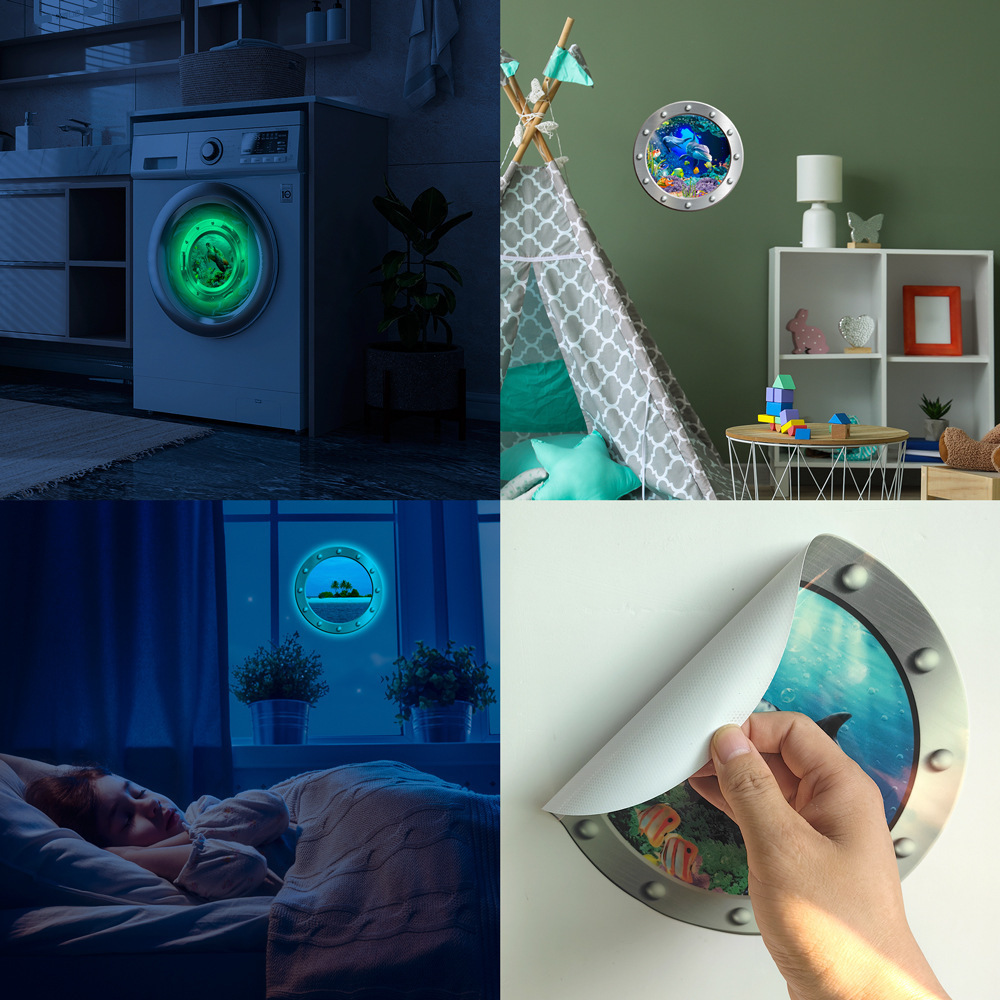 lvfan KYYG001-016 Porthole wall for children's room decoration can remove glow-in-the-dark stickers to glow