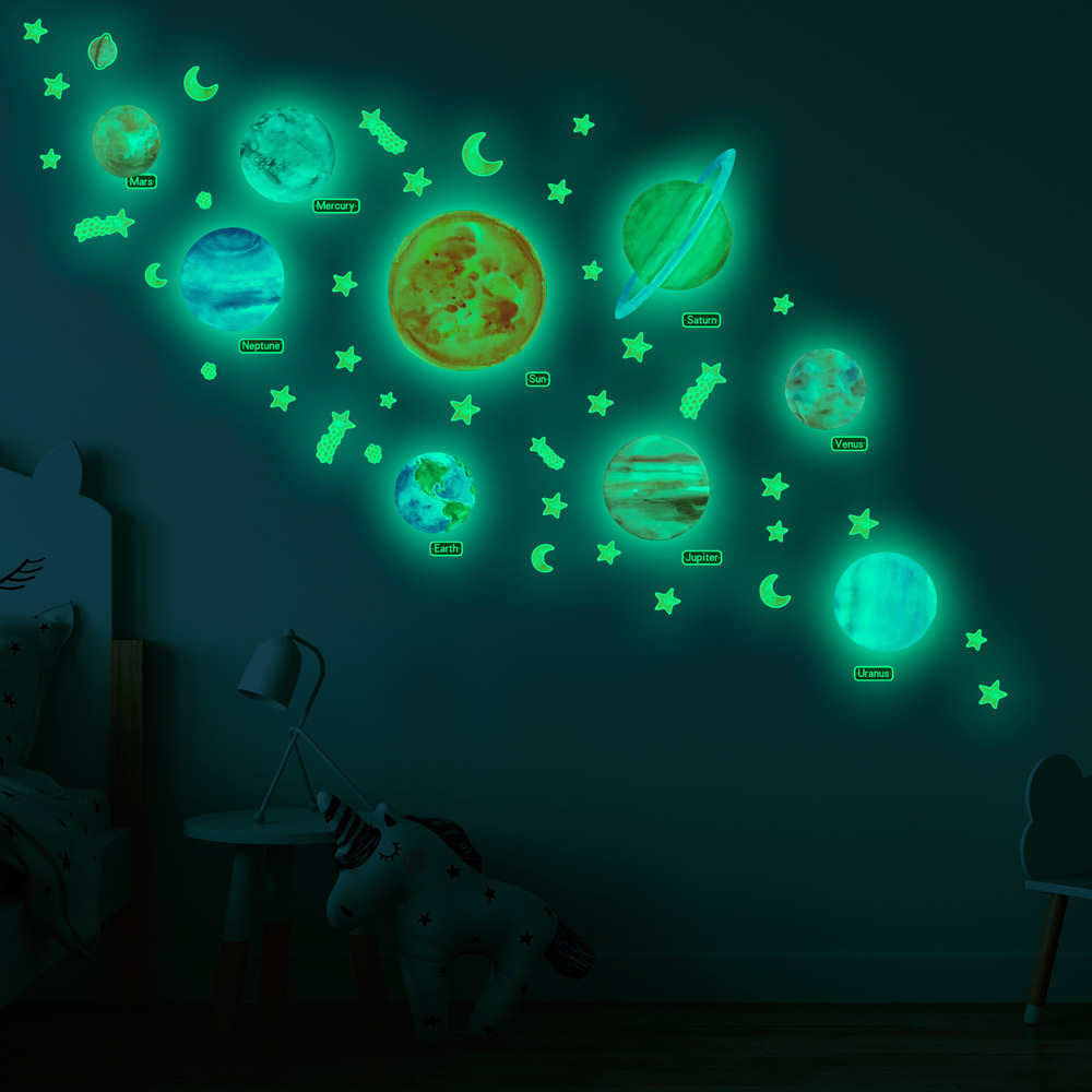 lvfan YGP021 Luminous Solar System planet Meteor stars Dot fluorescent stickers children's room self-adhesive cartoon wall stick