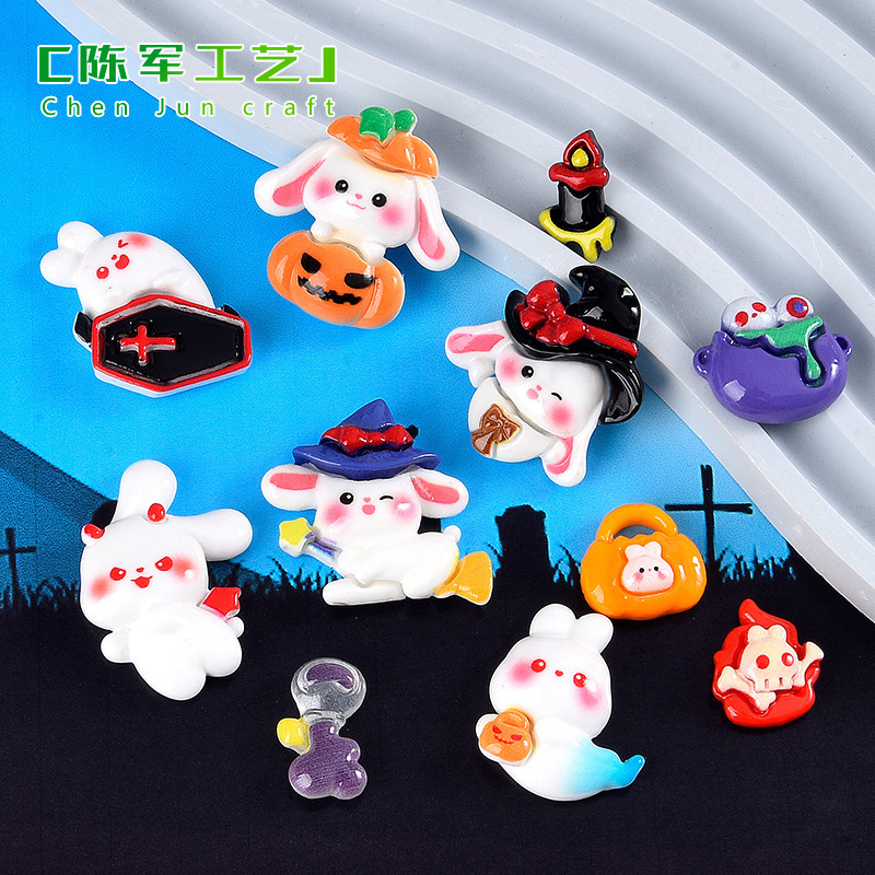 Cartoon Halloween resin gadget Ghost Rabbit Hairpin Accessory Phone case diy Glue accessories