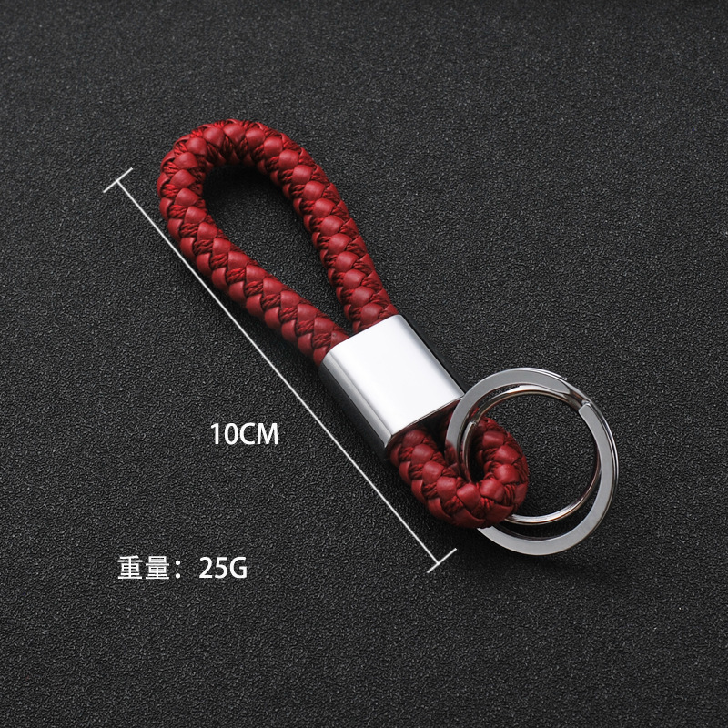 double loop handwoven leather rope keychain car thick key ring male and female couples gift