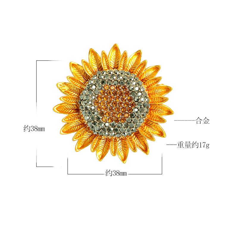 Stylish full Sunflower brooch Personality Metal flower pin temperament cardigan coat with accessories