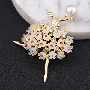 Ballet Girl High-end Brooch Colorful Rhinestone Flower Corsage Suit diamond-encrusted dress Pin accessories