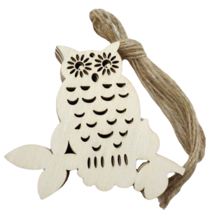 DIY wooden hollowed-out twigs Owl Woodchips Halloween woodwork pendant 10 pieces/pack with twine