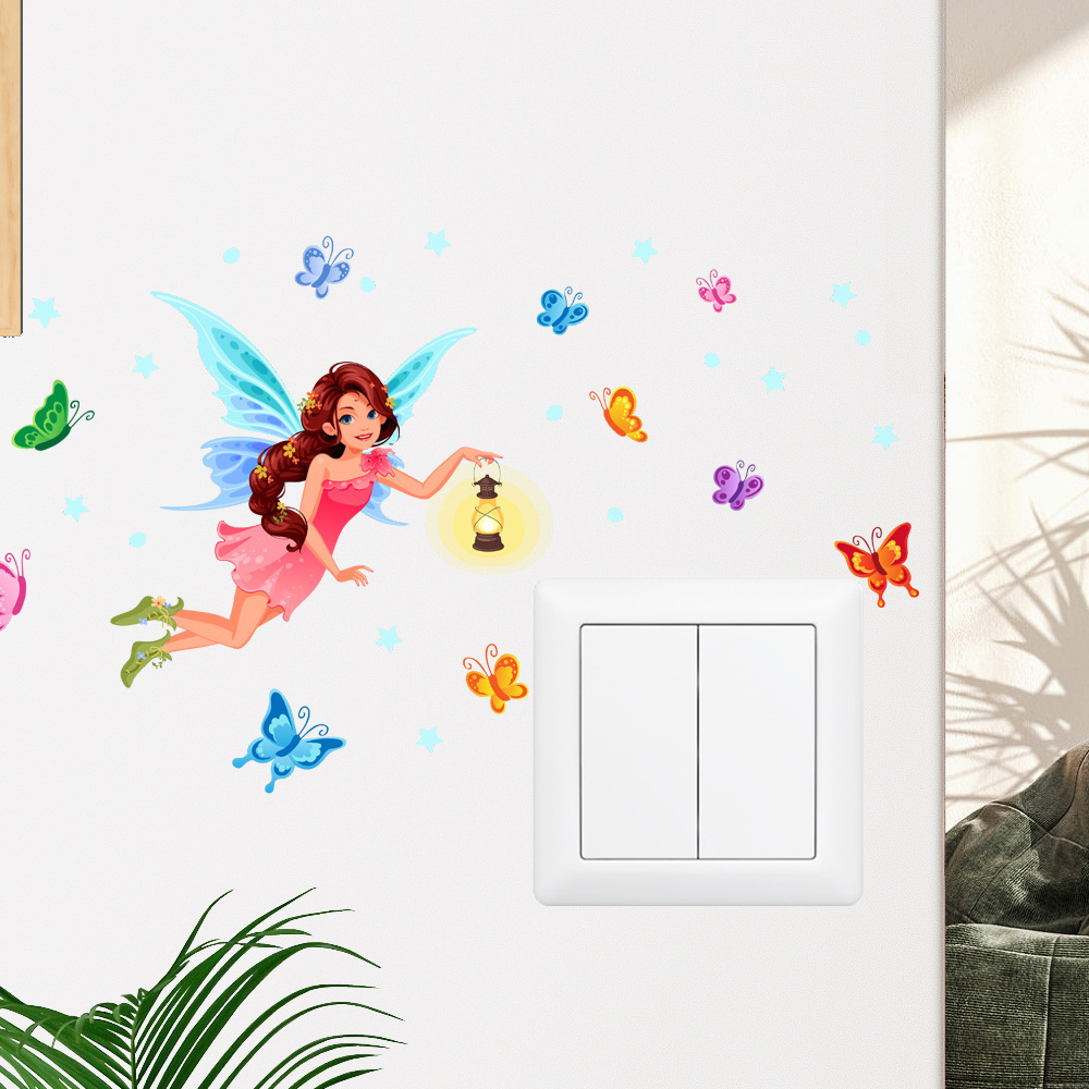 lvfan YGP060 Cross border luminous flower fairy switch with cartoon fluorescent stickers Children's room bedroom self-