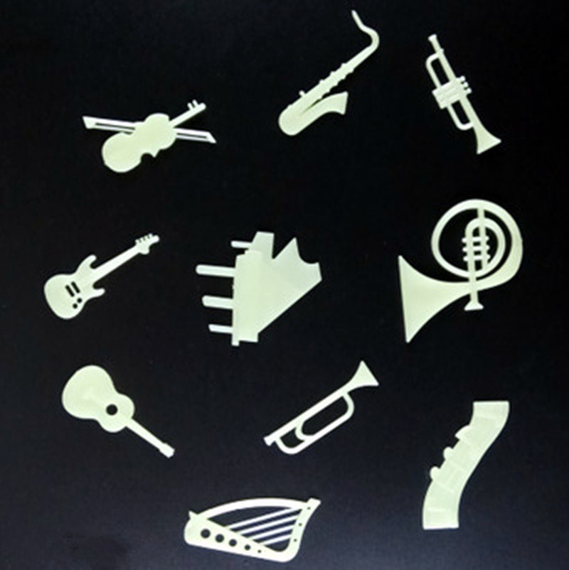 CRAFT instrument glow-in-the-dark stickers  supply for school classroom children's wall fluorescent music hall art luminescent