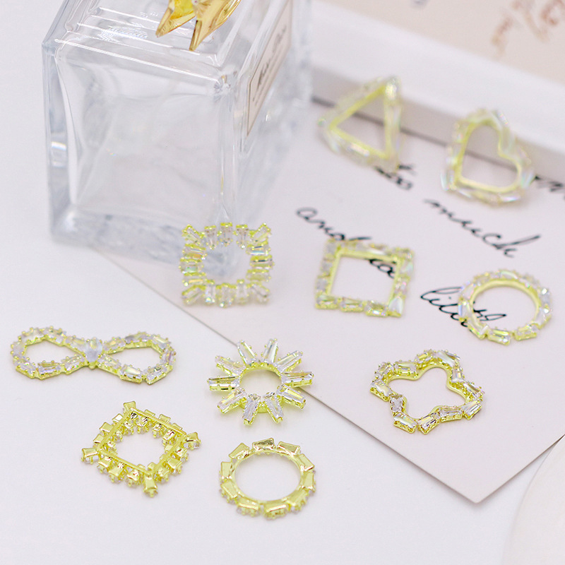 2404 14K gold micro-inset zircon accessories Geometric shape heart square hair Clothing diy