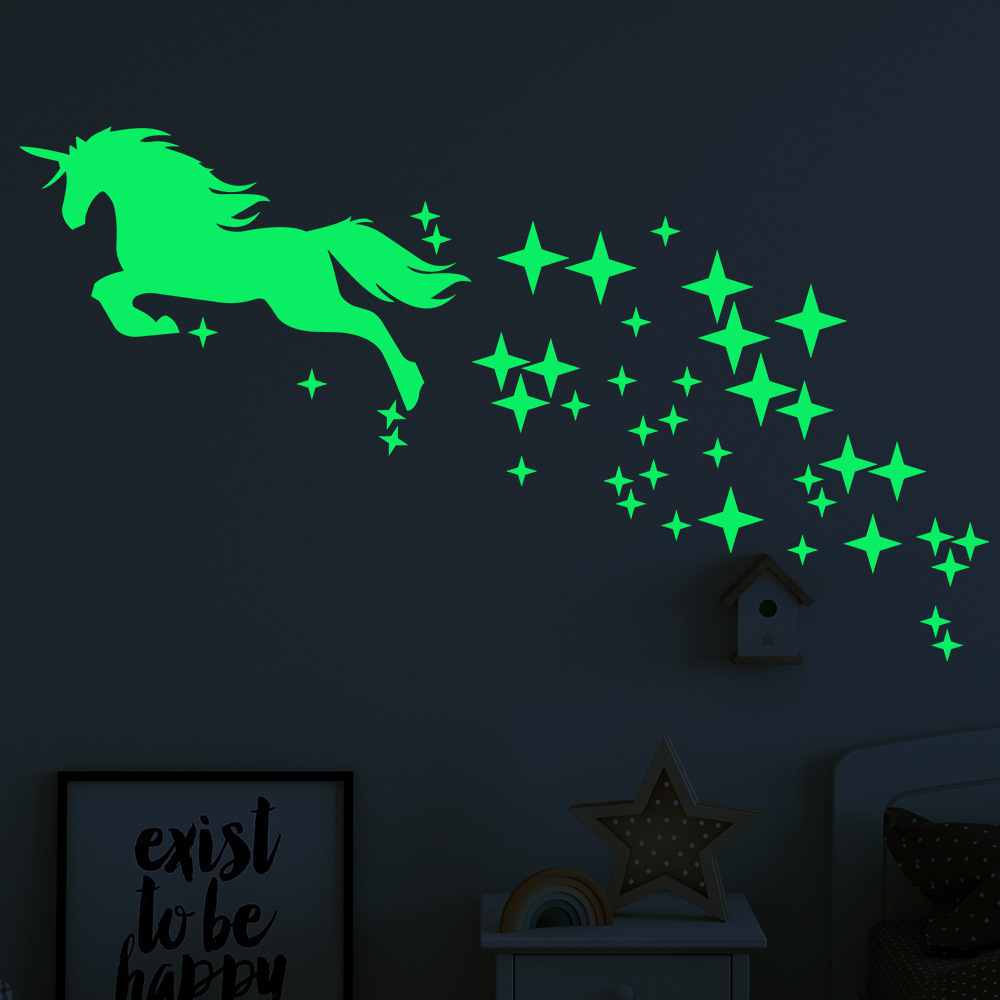 lvfan 3611 Carved Stallion stars glow-in-the dark stick children's room home decoration cute fluorescent stickers