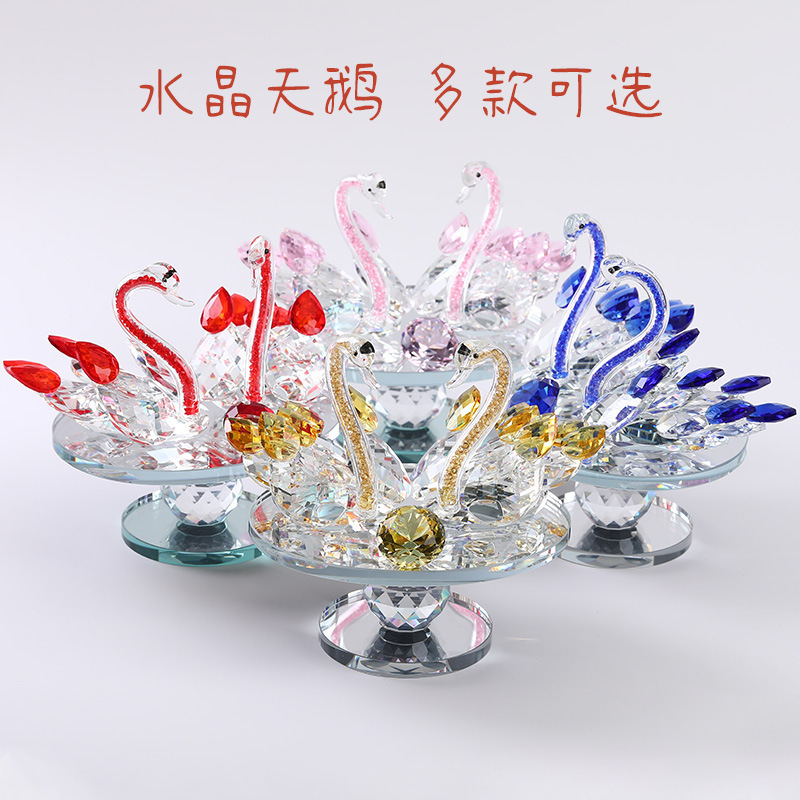 Crystal glass crafts turntable swan decoration home spot wholesale live cross-border supply