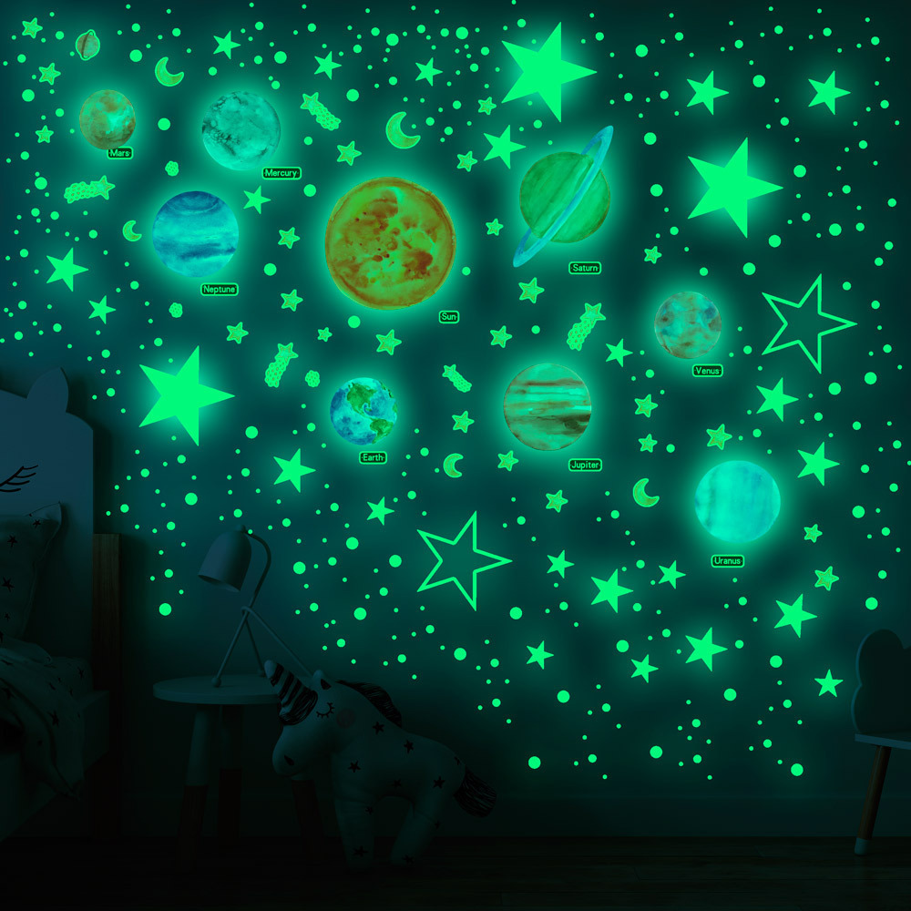 lvfan YGP021 Luminous Solar System planet Meteor stars Dot fluorescent stickers children's room self-adhesive cartoon wall stick