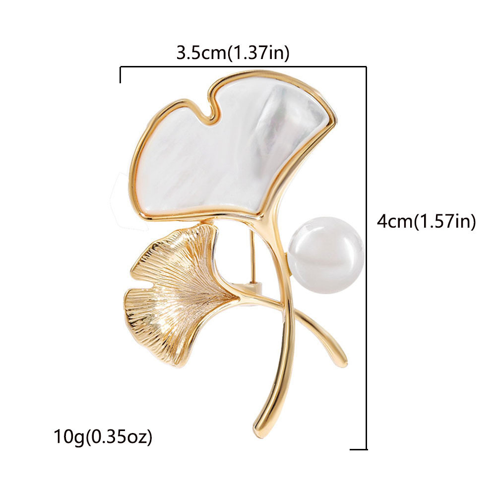 Box Ginkgo leaf Pearl Brooch Women's corsage fashion light luxury high sense pin accessories