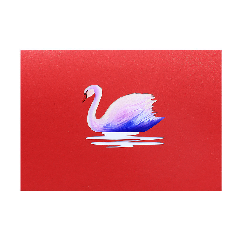 XINDUO Valentine's Day card new swan three-dimensional greeting laser hollowed paper gift blessing 3d pop-up