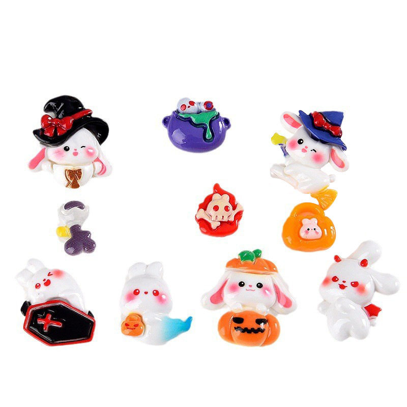 Cartoon Halloween resin gadget Ghost Rabbit Hairpin Accessory Phone case diy Glue accessories