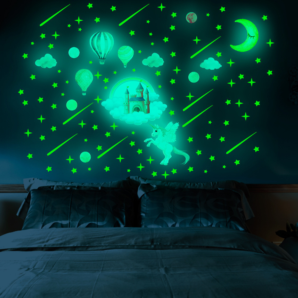 lvfan YGP004 Luminous Fantasy Castle cartoon wall with stars Meteor fluorescent stickers Children's room decoration stic