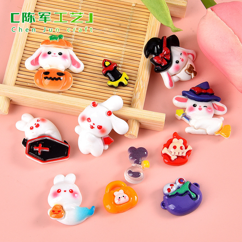 Cartoon Halloween resin gadget Ghost Rabbit Hairpin Accessory Phone case diy Glue accessories