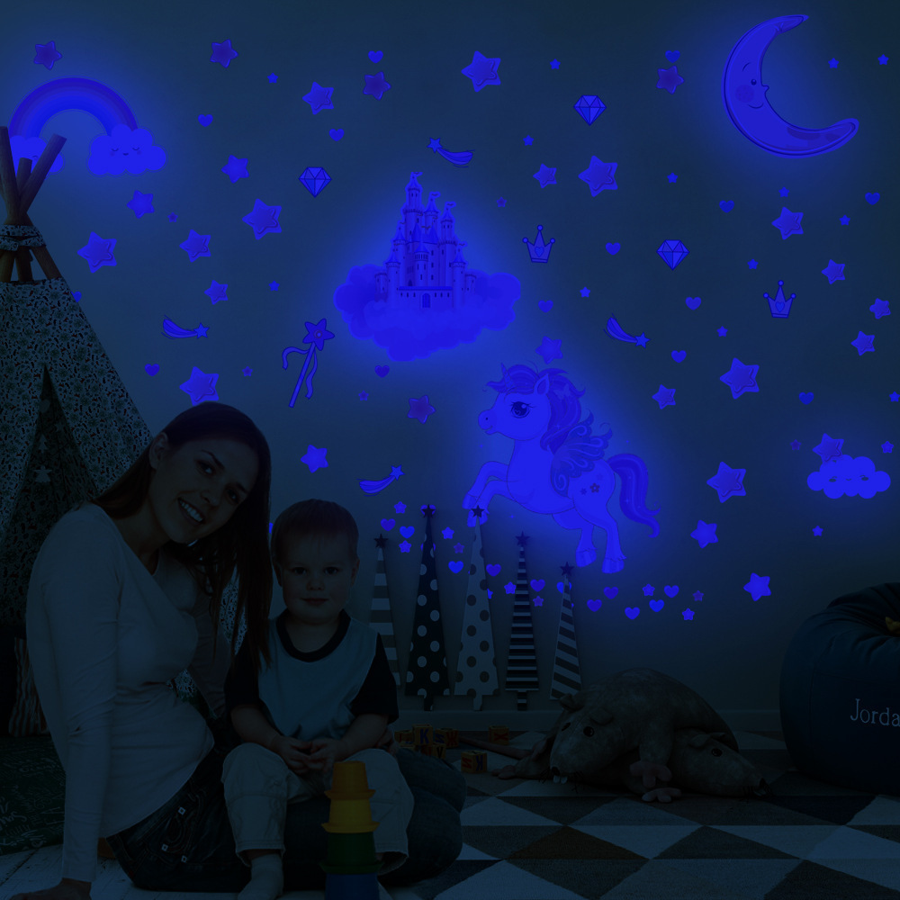 lvfan YGP017 Blue luminous Fantasy Castle Stars Fluorescent stickers children's room self-adhesive cartoon wall