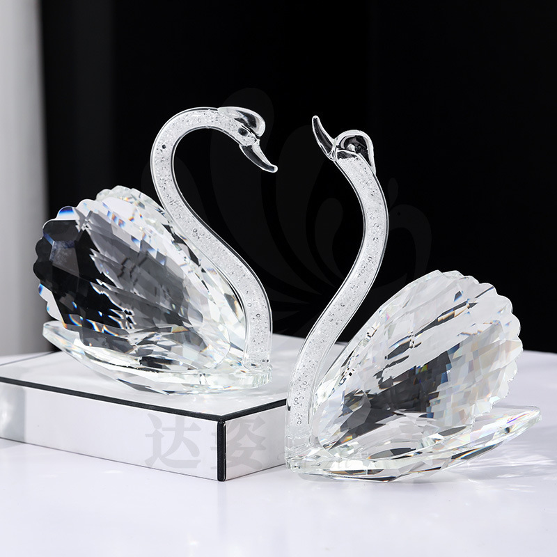 Crystal glass crafts Swan living room decorations porch TV cabinet wine window home knot