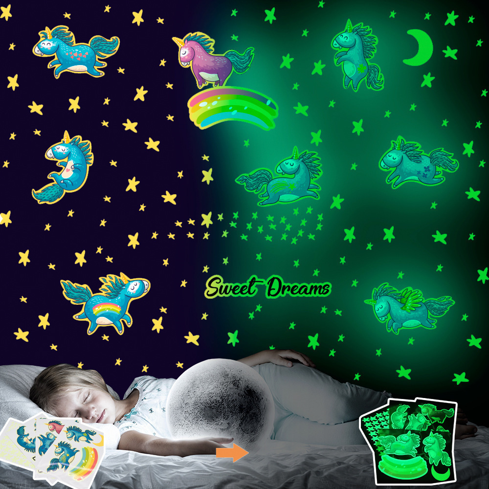 lvfan YGP010 Glow-in-the-Dark Star Wall Sticker children's Room decorated with Dreamy Starry Night cartoon Fluorescent S