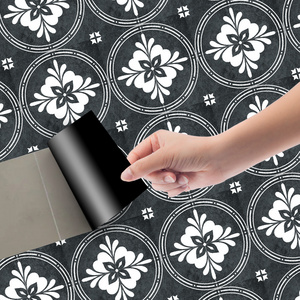 lvfan FLS002 Foreign trade retro white flower pattern vinyl tile DIY self-adhesive wall stickers floor sticker