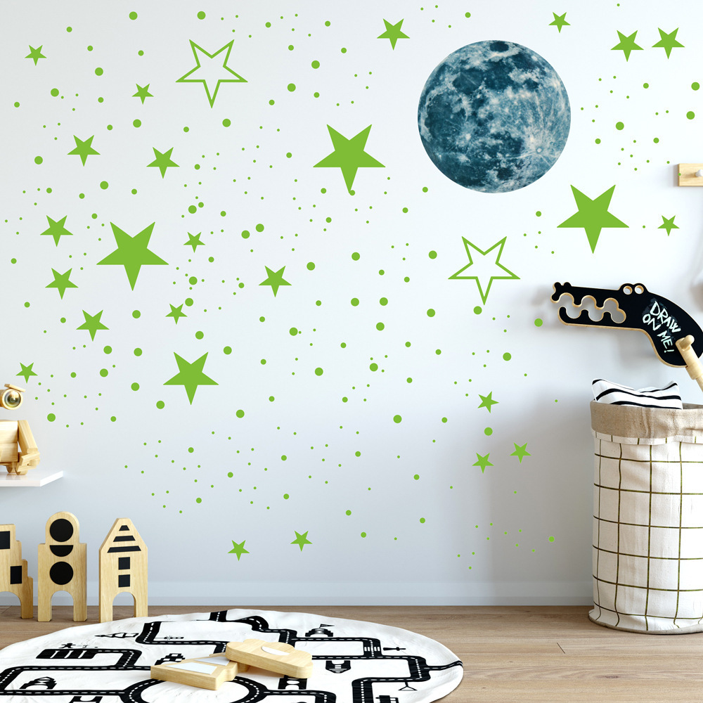 lvfan 20cm glow-in-the-dark Moon Glow Stars Dot 435pcs fluorescent children's room decoration self-adhesive cartoon stickers