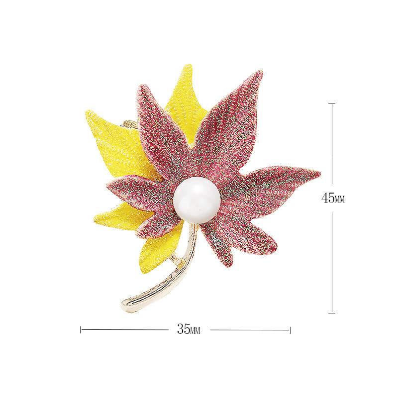 Ladies Fashion Drop Oil Maple Leaf Styling Brooch Temperament Suit Silk Scarf Alloy jewelry pin