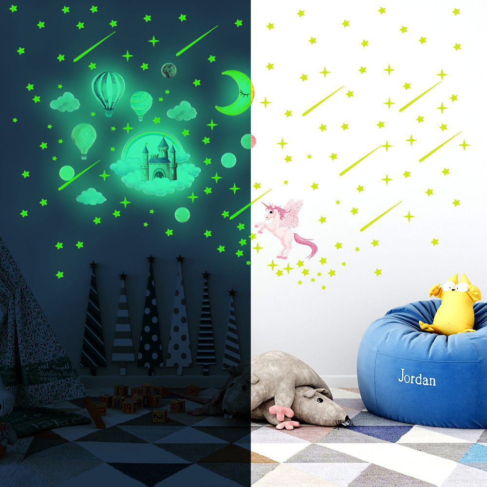 lvfan YGP004 Luminous Fantasy Castle cartoon wall with stars Meteor fluorescent stickers Children's room decoration stic