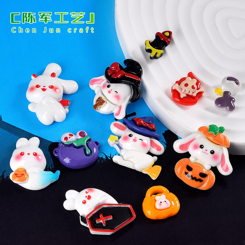 Cartoon Halloween resin gadget Ghost Rabbit Hairpin Accessory Phone case diy Glue accessories