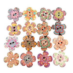 20mm vintage painted flower wood buttons DIY wooden plum decal decorative 100 pieces/pack