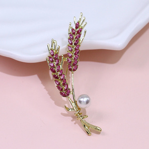 High-grade double headed wheat brooch women's personality temperament suit Fashion crystal corsage wholesale