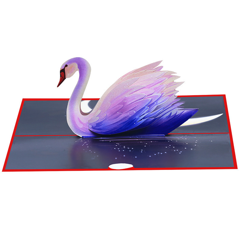 XINDUO Valentine's Day card new swan three-dimensional greeting laser hollowed paper gift blessing 3d pop-up