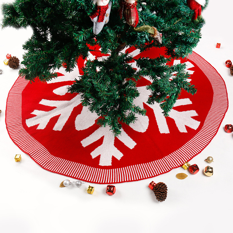 CRAFT yixin 2021 New Christmas Tree dress Knitted snowflake pattern ornaments 120cm red tree apron