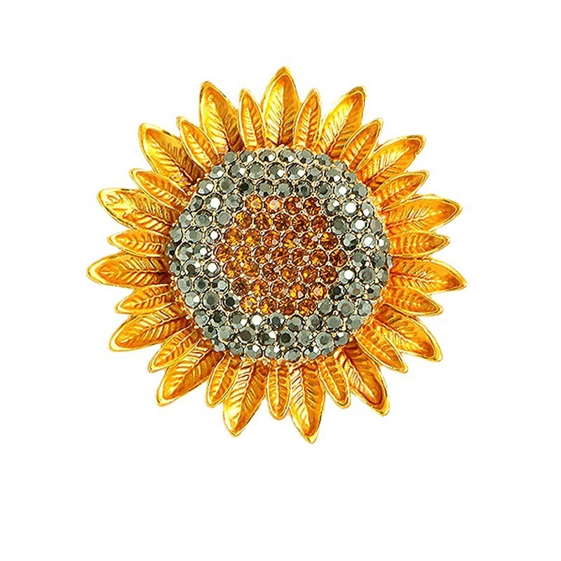 Stylish full Sunflower brooch Personality Metal flower pin temperament cardigan coat with accessories