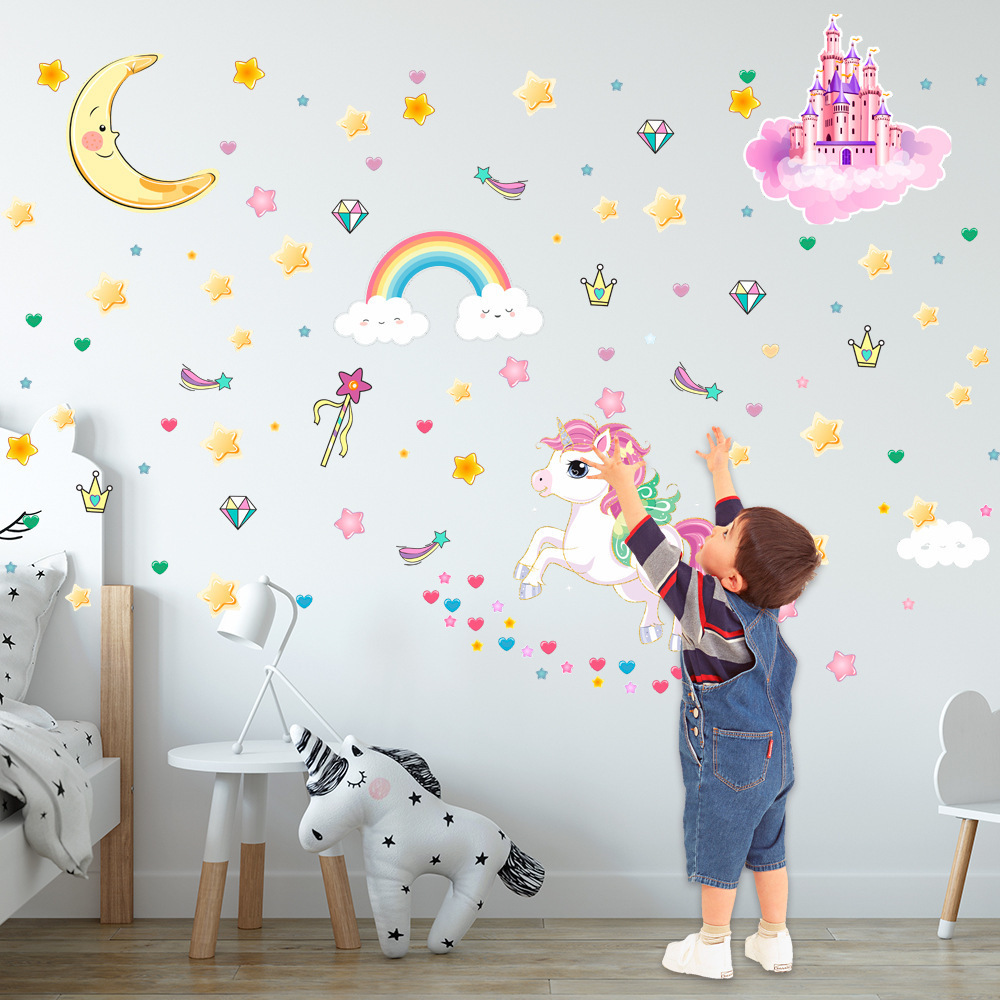 lvfan YGP017 Blue luminous Fantasy Castle Stars Fluorescent stickers children's room self-adhesive cartoon wall