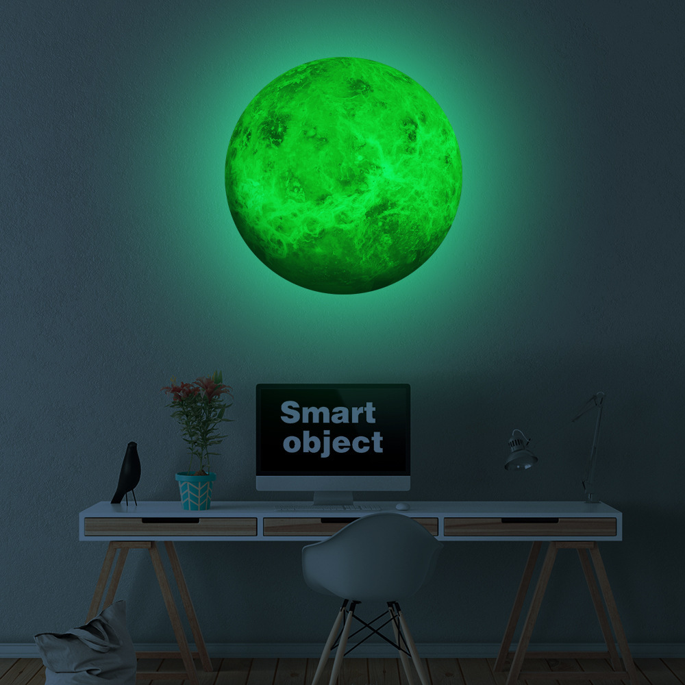 30cm luminous solar system eight planets fluorescent stickers foreign trade hot children's room decoration PVC wall