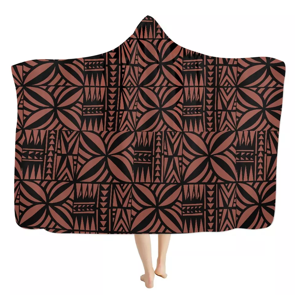 OEM Factory Price Hoodie Blankets Samoa Polynesian Tribal Hooded Blankets Soft Warm Home Office Nap Quilt Thick Fleece Blankets