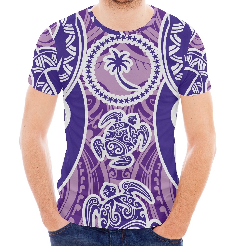 Polynesian chuuk tribal hawaiian floral shirt summer man clothing for men shirts short sleeve plus size men's T-shirts custom