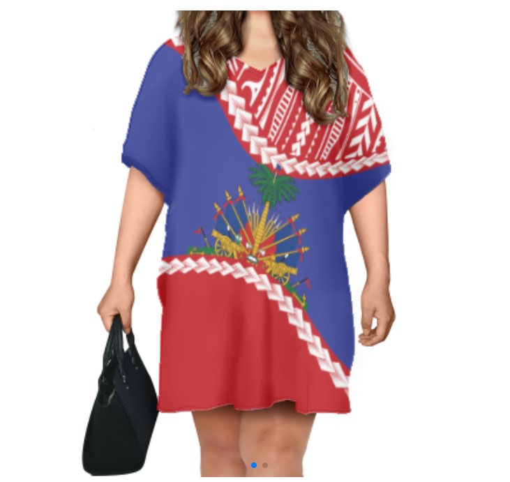 Print On Demand Haiti Flag Print Short Sleeve Blank T Shirt Dress For Womens Custom Logo/Design/Text Wholesale Haitian Clothing