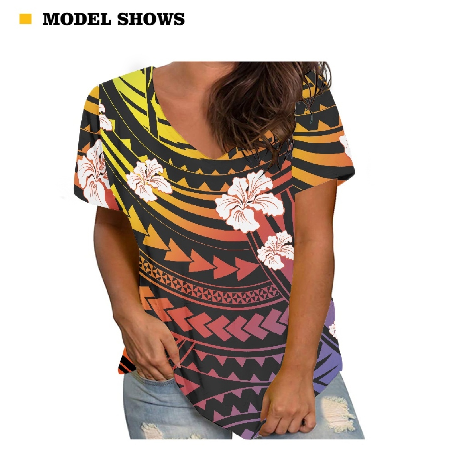 1 MOQ Dropship Custom Design Women's Short Sleeve Tops Full Printing Summer Hawaiian Tribal Print Casual Loose Blouses T Shirts