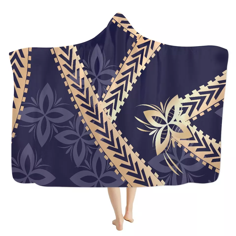 OEM Factory Price Hoodie Blankets Samoa Polynesian Tribal Hooded Blankets Soft Warm Home Office Nap Quilt Thick Fleece Blankets