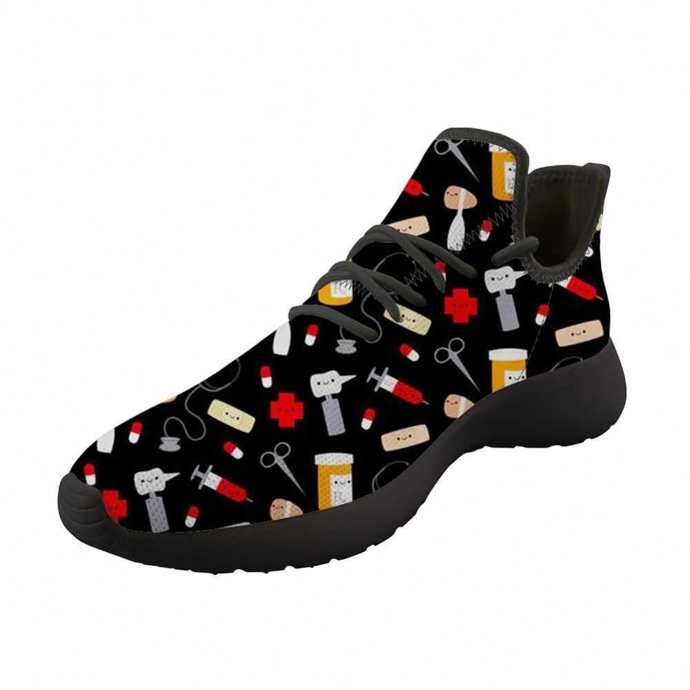 Casual Walking Shoes  Medical Printed Black Basketball Sports Shoes Fashion Sneakers Wholesale China