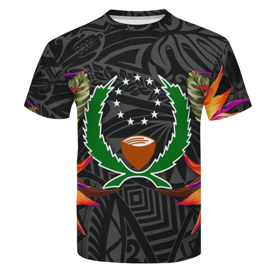 Promotional Polynesian Tribal Chuuk Pohnpei Print Clothing Custom Mens Fitted T Shirt All Over Printing Graphic Men's t-shirts