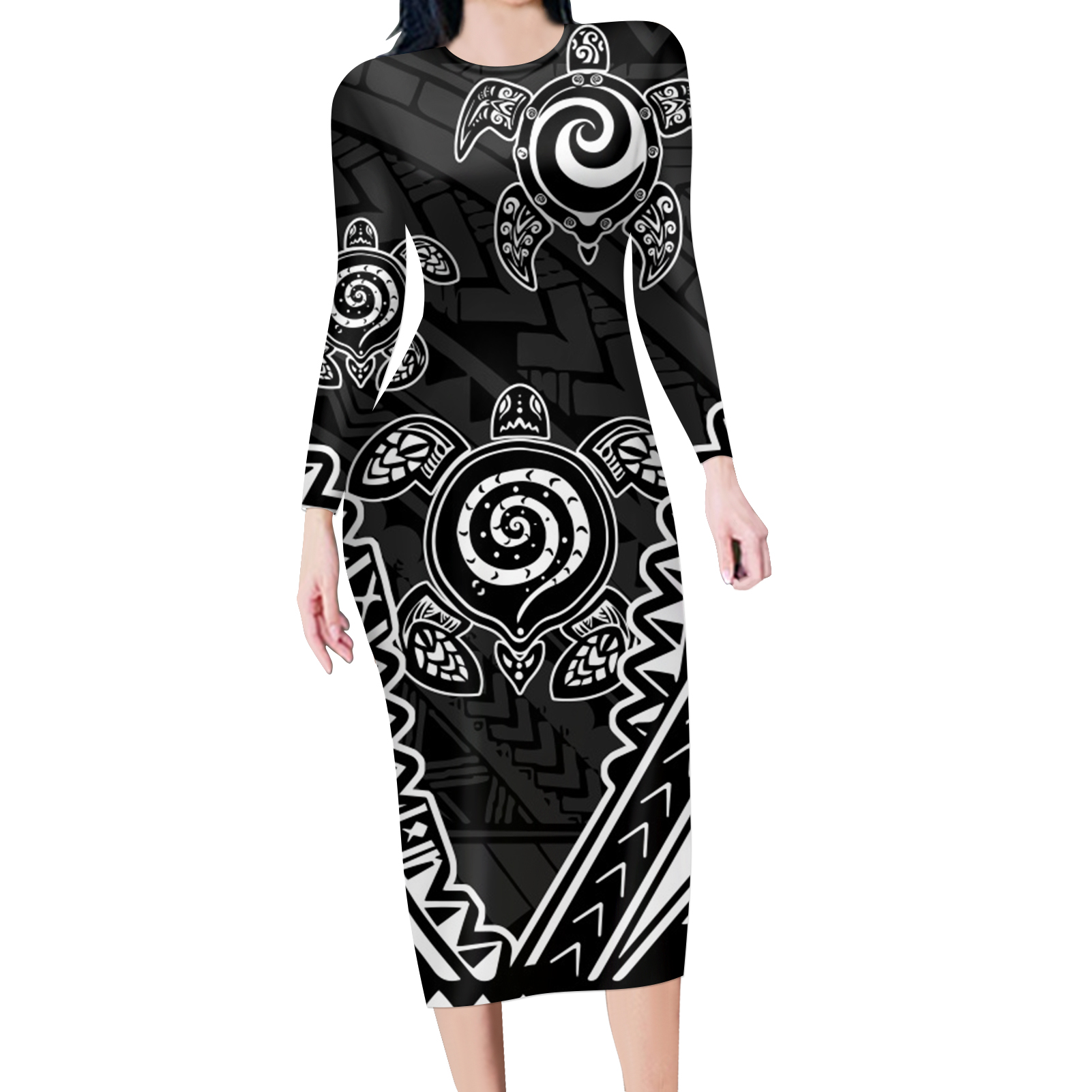 Polynesian Tribal Floral Samoa Made Clothing Wholesale In Wears Plus Size Casual Dresses Women Elegant Sexy Long Dresses Women