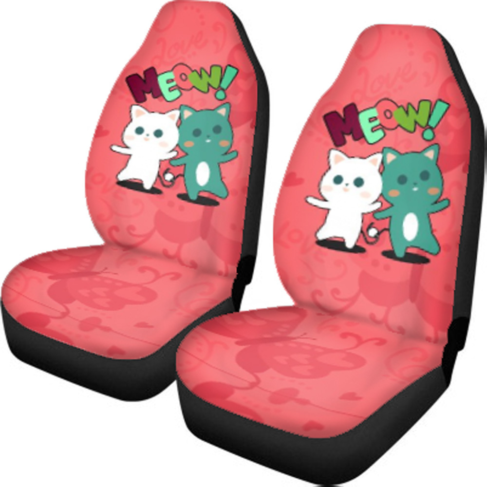 Girly Auto Car Seat Covers Universal Custom Animal Pink Cats Print Car Cover Seats Luxury Car Accessories 2022 Interior Dropship