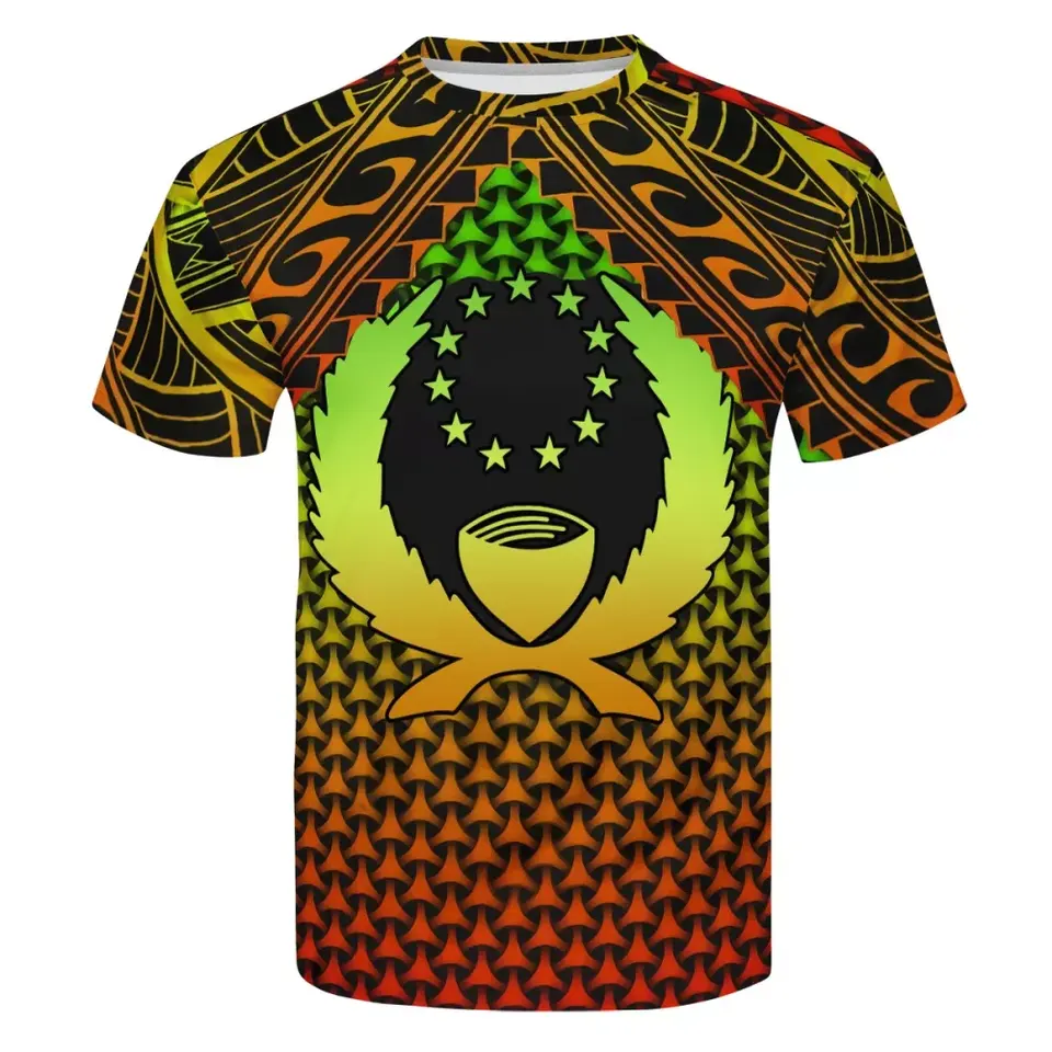 Promotional Polynesian Tribal Chuuk Pohnpei Print Clothing Custom Mens Fitted T Shirt All Over Printing Graphic Men's t-shirts